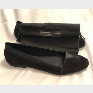 Donna Karan Black Suede Flats Size US 9 With Box